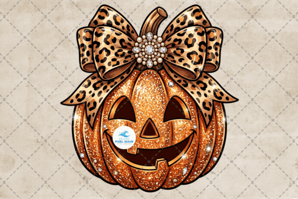 Download Leopard Coquette Bow Glitter Pumpkin Png - Premium Resources